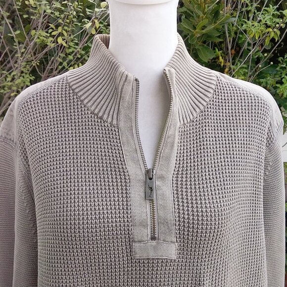 Tommy Bahama Men's Sweater Size L Cotton Gray Long Sleeve Pullover Short Zipper - Picture 3 of 8
